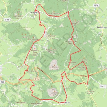 Domaine du Meygal (Haute-Loire 43) GPS track, route, trail