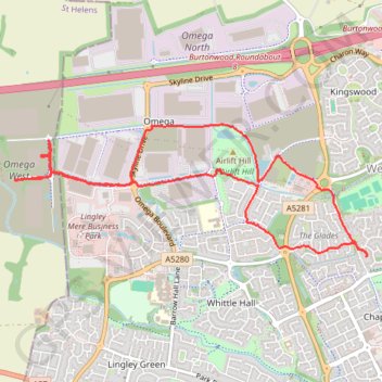 Omega West walk near Home Bargains GPS track, route, trail