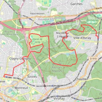 De Sèvres à Versailles par le Parc de Saint-Cloud et Fausses Reposes GPS track, route, trail