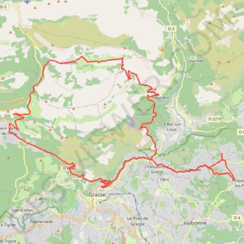 Roquefort-les-Pins - Pré-du-Lac - Gourdon - Plateau Caussol - Saint-Vallier - Grasse GPS track, route, trail