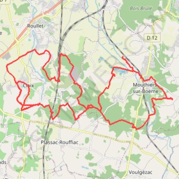 VTT Claix Gersac Mouthiers Meulières GPS track, route, trail