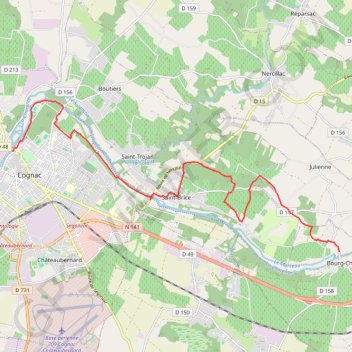 T21.1-Cognac à Bourg-Charente GPS track, route, trail