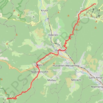 Crêtes des Vosges - De Sainteinlebach à Rouge Gazon GPS track, route, trail