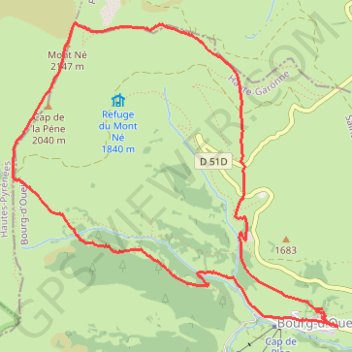 Mont Né par le port de Balès GPS track, route, trail