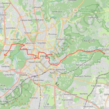 Vilnius 11301 to 54.688170 GPS track, route, trail