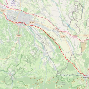 GR782 De Lourdes (Hautes-Pyrénées) à Artiguelouve (Pyrénées-Atlantiques) GPS track, route, trail