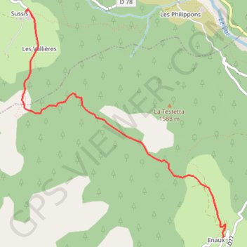 Enaux - Sussis en A/R GPS track, route, trail