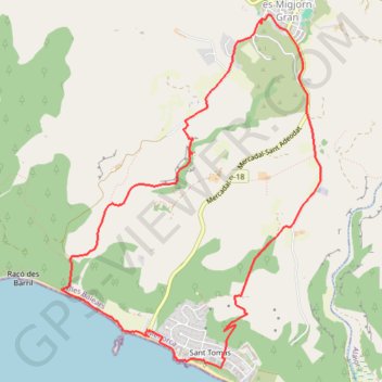 GPX Download: Platja de Binigaus – Cova des Coloms boucle au départ de es Migjorn Gran GPS track, route, trail