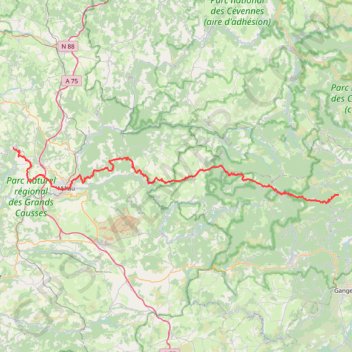 GR62 Du Col de l'Asclier (Gard) à Saint Beauzély (Aveyron) GPS track, route, trail