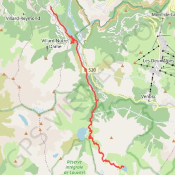 Du refuge de La Muzelle au Bourg d'Oisans GPS track, route, trail
