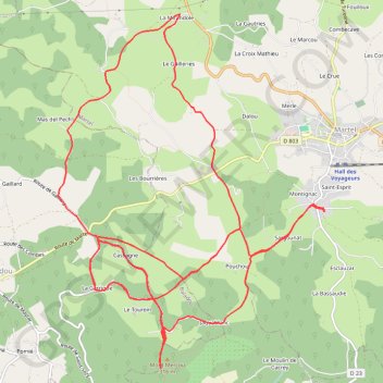 Balade cycliste entre martel et baladou GPS track, route, trail