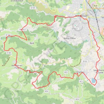 Randonnée de la Fourme - Montbrison GPS track, route, trail