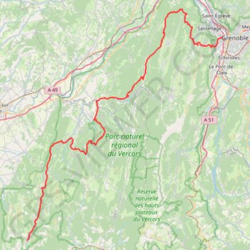 GR9 de Grenoble (Isère) à Beaufort-sur-Gervanne (Drôme) GPS track, route, trail