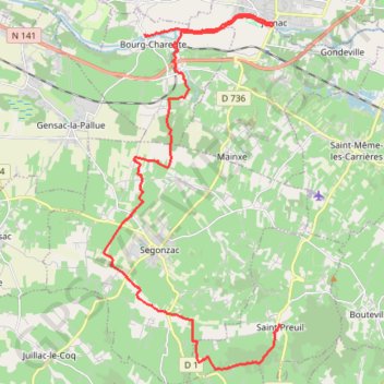 T22.1-Bourg-Charente à Saint-Preuil GPS track, route, trail