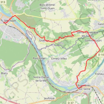 De Bonnières à Vernon GPS track, route, trail