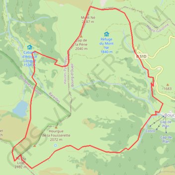 Pic du Lion et mont Né en circuit depuis Bourg-d'Oueil GPS track, route, trail