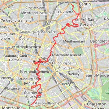 Paris nord - sud GPS track, route, trail