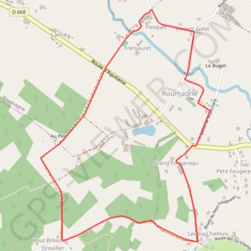 Roumagne, le circuit des six chemins - Pays du Dropt GPS track, route, trail