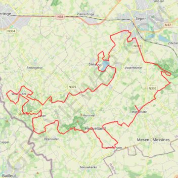 Gravelride Heuvelland 2023 60km GPS track, route, trail