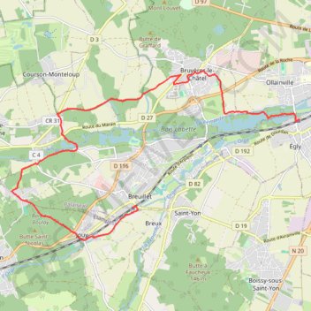 Bruyéres-le-Châtel GPS track, route, trail
