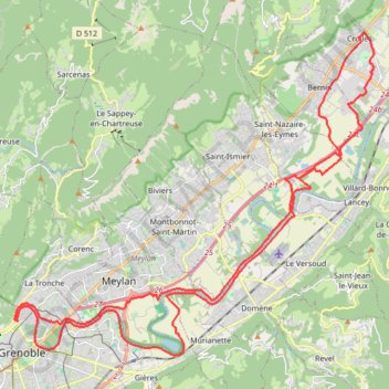 Crolles - Grenoble, Plaines et Berges GPS track, route, trail