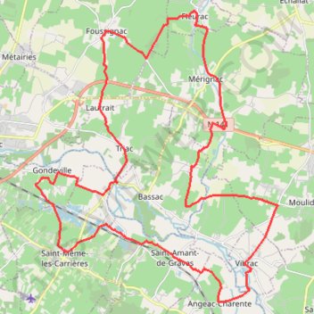 St Meme les Carrieres vers Fleurac 40 kms GPS track, route, trail