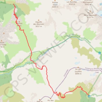 Refuge des Souffles à Valsenestre (Tour de l'Oisans) GPS track, route, trail