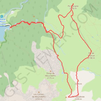Pic Lavigne - Pic de Chérue - Pic Saoubiste GPS track, route, trail