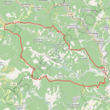 Tour de la Vallée du Galeizon (Gard-Lozère) GPS track, route, trail