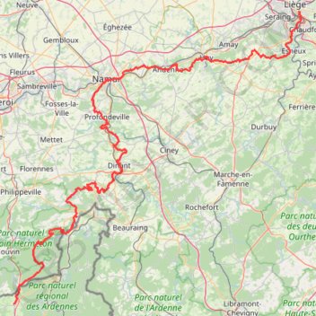 Compostelle - Belgique - Via Mosana + Monastica (Liège-Namur-Rocroi) GPS track, route, trail