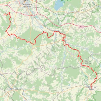 De Châtillon-sur-Seine à Vauchassis GPS track, route, trail