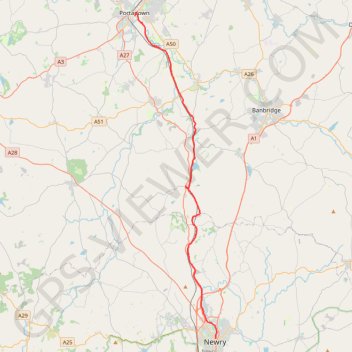 Portadown to Newry by the Newry Canal Towpath GPS track, route, trail
