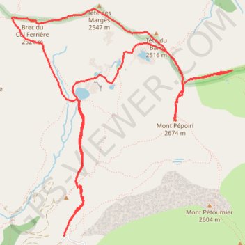 Mont Pepoiri, Col Ferrieres, cretes des Marges GPS track, route, trail