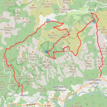 Mons Héric Douch Caroux Colombières GPS track, route, trail