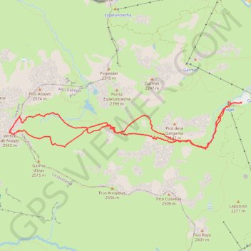 Vertice d'Anayet au départ de la station de ski de Formigal (Aragon, Espagne) GPS track, route, trail