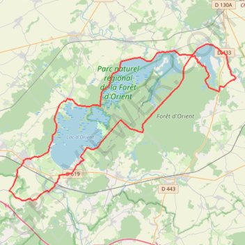 Circuits des 3 lacs de la Forêt d'Orient GPS track, route, trail