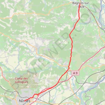 Bagnol sur Cèze - Nimes GPS track, route, trail