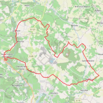 St Sulpice vers Réparsac Breville 47 kms GPS track, route, trail