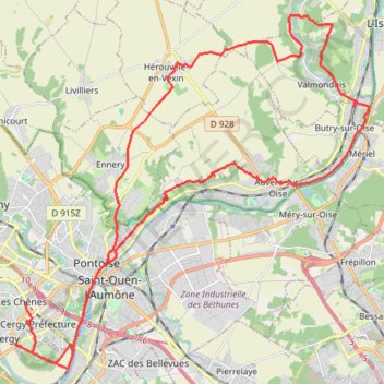 Cergy - Valmondois - Cergy GPS track, route, trail