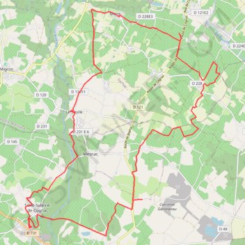 St Sulpice vers Bas Pays 33 kms GPS track, route, trail