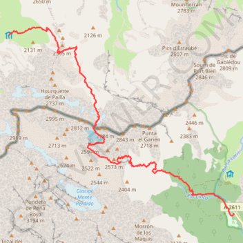 Petite boucle autour du Mont Perdu - J1 GPS track, route, trail