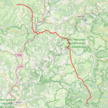 GR60 Du signal de Mailhebiau (Lozère-Aveyron) à l'Espérou (Gard) GPS track, route, trail