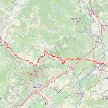 GR670 Chemin Urbain V. De Vézénobres (Gard) à Avignon (Vaucluse) GPS track, route, trail