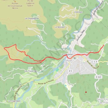 Rocher du Midi Jaujac GPS track, route, trail