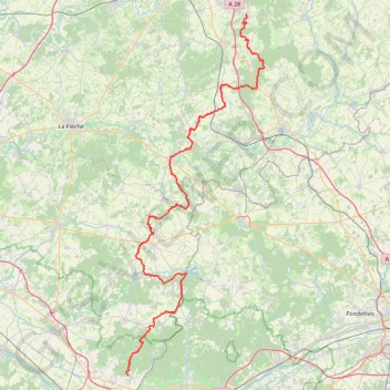 GR36 De Saint Mars-d'Outillé (Sarthe) à Brain-sur-Allonnes (Maine-et-Loire) GPS track, route, trail