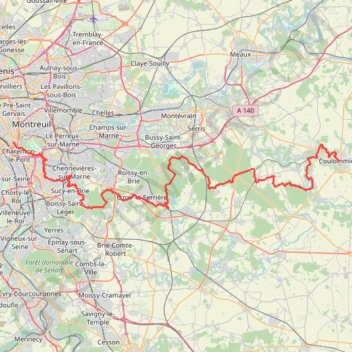 GR 14 : De Paris (Île-de-France) à Coulommiers (Seine-et-Marne) GPS track, route, trail