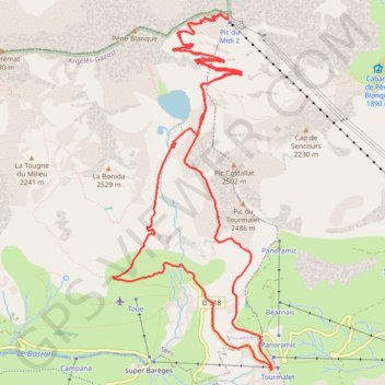 Pic de MIDI de Bigorre GPS track, route, trail