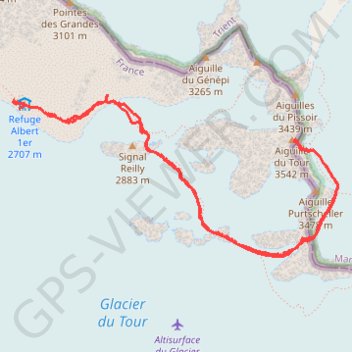 Aiguille du Tour GPS track, route, trail