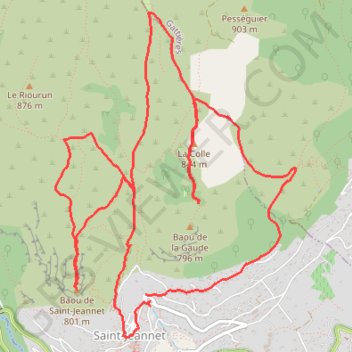 Baous de Saint-Jeannet et de la Gaude, gros chêne GPS track, route, trail