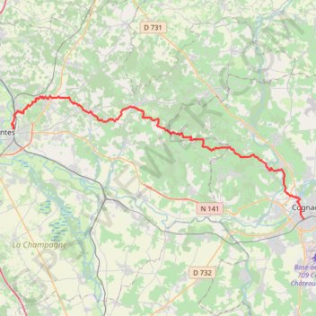 Cognac Saintes GPS track, route, trail